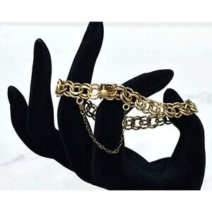 Vintage Elco Gold Filled Double Link Chain Bracelet 7.5" Safety Clasp